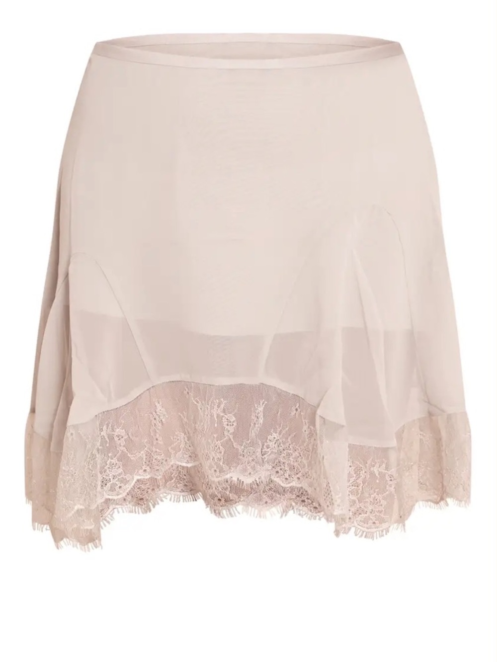 PrettyLittleThing Grey Chiffon Lace Trim Hanky Hem Mini Skirt
